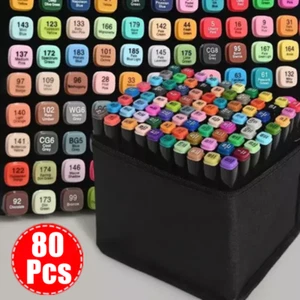 80 Colors Markers Graphic Drawing Painting Alcohol Art Dual Tip Sketch Pens Set - Picture 1 of 14
