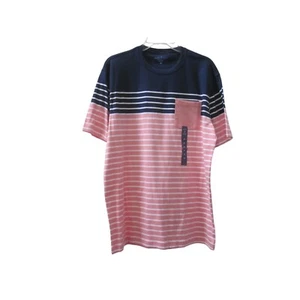 NWT TACKLE & TIDES Navy Blue & Pink Striped Short Sleeve T-Shirt Sz M - Picture 1 of 3