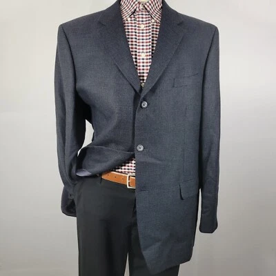 Abrigo Blazer Deportivo Jones New York Para Hombre Franela Tres Botones Azul Marino Lana a Cuadros 46L Foto 1 de 4