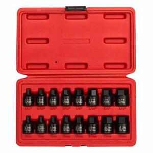 IMPACT HEX DRIVER Set Low Profile SAE Metric 3/8" Drive with Case 16-Pc SUNEX