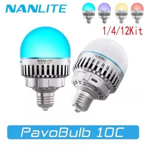 1/4/12 pcs NANLITE PavoBulb 10C 10W RGBWW LED Video Light Smart Bulb 2700-7500K - Picture 1 of 15