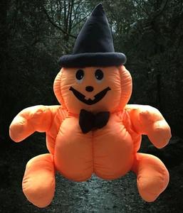 Plush Stuffed Pumpkin Halloween Decor - 17" Large-Vintage 1988 EUC - Picture 1 of 6