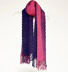 Viviante Fashion Scarf Pink Fuchsia Purple Wrap Ombré Tie Dye Hippie Lagenlook - Picture 1 of 11