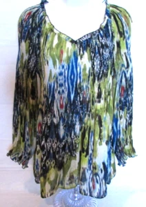 Sunny Leigh Women's Petite Medium Multicolored Stretchy Blouse - Picture 1 of 7