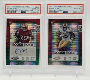 2021 Contenders Optic Rookie Ticket Auto Eli Mitchell Green Pulsar /30 PSA 10 - Picture 1 of 7