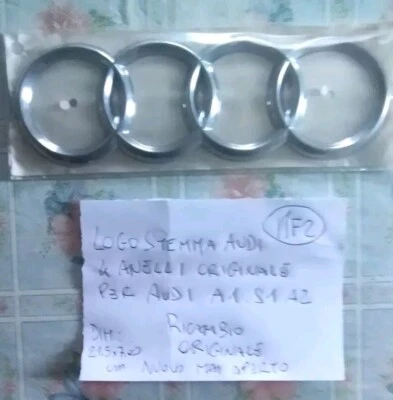 Logo Stemma AUDI 4 ANELLI Cofano A1 S1 A2 Originale Nuovo  - Immagine 1 di 2