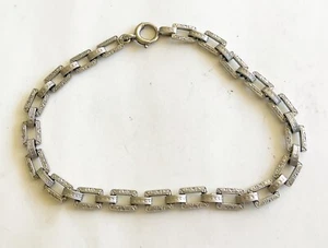 Antique White Gold 14k Decorated Link Bracelet, 7” - Picture 1 of 5