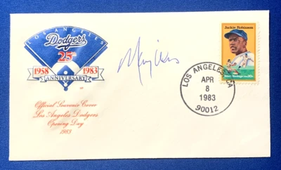 Maury Wills Signed FDC 25th Anniversary LA DODGERS OPENING DAY 1983 PSA - Image 1 of 4