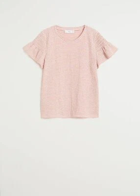 BNWT Mango Women Ruffled striped t-shirt UK Size 14(XL) RRP: £17.99 - Image 1 of 4