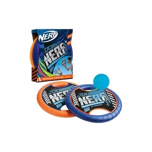 NERF Trampoline Paddle Ball & Flying Disc Set Inside-Outside Orange Ages 4+ - Picture 1 of 6