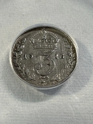 1916 Great Britain Silver 3 Pence Graded VF 25 by ANACS - Image 1 of 4