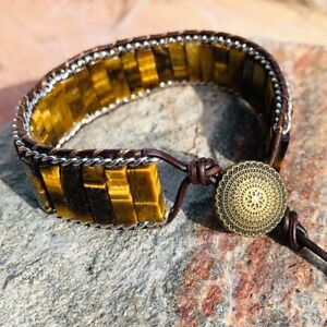 Tiger's Eye Bracelet Handmade Natural Stone Healing Protection Beads Bracelet