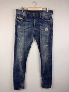 Diesel TEPPHAR Slim-Carrot Blue Denim 0824B Stretch Ripped Jeans W33 L32 - Imagen 1 de 21