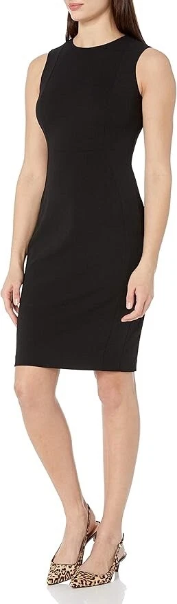 Calvin Klein Womens Black Seam Front Scuba Crepe Sheath Dress Sz 10 10598