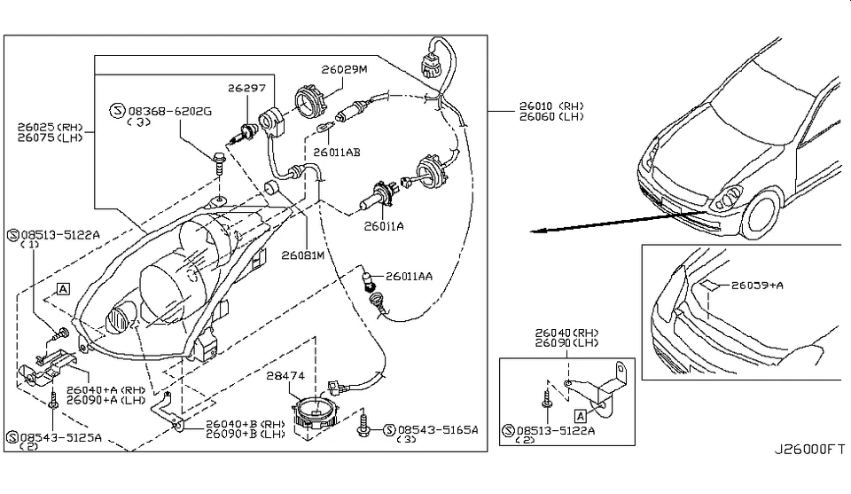Faro izquierdo original Infiniti G35 2003-2006 26060AM826 OEM Foto 1 de 1