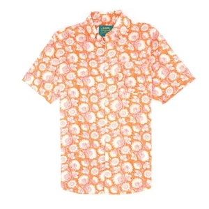 Loud Originals Men's Regular Short Sleeve Shirt Orange Pink Floral Lightweight - Picture 1 of 5