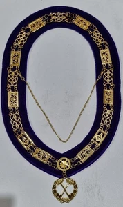 MASONIC GRAND LODGE CHAIN COLLAR WITH GRAND TREASURER JEWEL - Picture 1 of 3