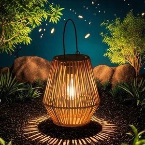 Solar Lanterns Outdoor Waterproof Hanging Solar Lights Woven Lantern Lights D... - Picture 1 of 8