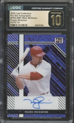 Juego Leaf Pro 2024 púrpura brillo Mark McGwire 3/7 impecable CGC 10 10 automático Foto 1 de 2
