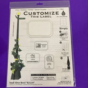 4th & Vine Wine Beer Bottle Labels B24239 Small Silver Bevel 8 Sheets/64 Removab - Picture 1 of 6