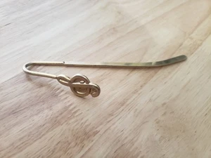 Vintage Metall Musik Symbol Lesezeichen Messing vergoldet - Bild 1 von 4