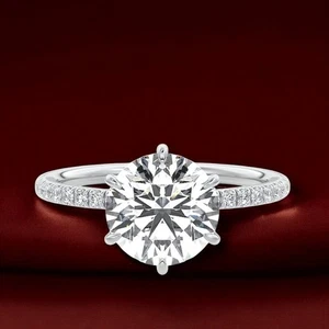 White Gold Wedding Ring Lab Grown 14k  2.35 Carat IGI Certified Round Diamond - Picture 1 of 13