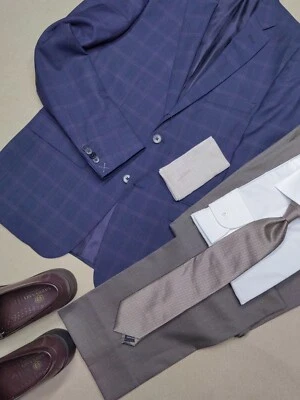 OLIVER SAND check Navy Blazer  Size 42R - Image 1 of 4