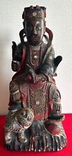Antique Chinese Wise Man with Foo Dog Wood Carving Qing Dynasty (1644-1911)