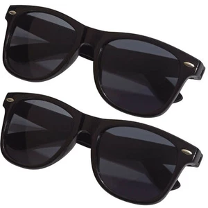 2x Sonnenbrille Pilotenbrille Retro Nerd Horn Party Brille Schwarz UV Schutz - Bild 1 von 1