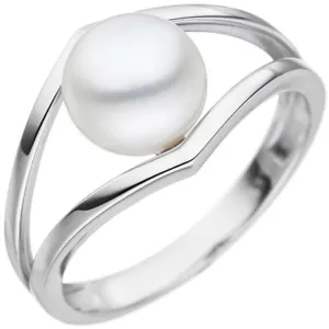 Anillo de Perlas Oro con Blanca Perlas de Agua Dulce 585 Oro Blanco Sencillo - Imagen 1 de 1
