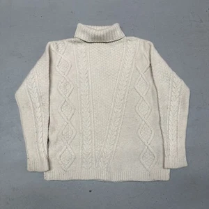 Maglione Tartaruga Fisherman Out Of Ireland 100% Lana Avorio Grosso Cavo Grande - Foto 1 di 9