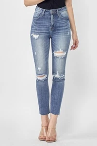 Risen Jeans High Rise Distressed Skinny Jeans - Medium Wash #XRDP1273 2X - Bild 1 von 7