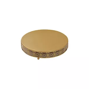 12" Gold Metal Fleur De Lis Round Pedestal Cake Stand Party Events Decorations - Picture 1 of 9