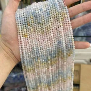 2/3/4 mm Echte Natürliche Mikro Facettiert A Klasse Farbverlauf Morganit Perlen - Bild 1 von 9
