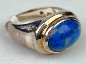 STERLING SILVER 925 Ring Blue Lapis Kyanite Stone 6.8g Thailand Size 7 - Picture 1 of 13