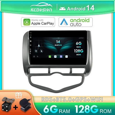 6G+128GB Android 14 Autoradio Carplay GPS DAB+ Per Honda Fit/Jazz/City 2002-2007 - Immagine 1 di 4