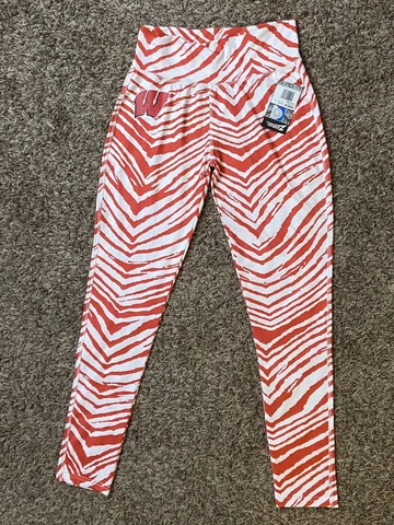 NWT Wisconsin Badgers UW Womens Medium Zubaz Zebra Athletic Red Yoga Pants New Cover