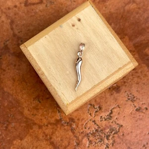 10KT Rose Gold "Cornicello" Italian Horn Pendant Charm MEDIUM Size 34mm - Picture 1 of 7