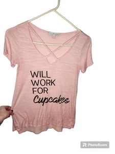 Moamoa Pink Will Work for Cupcakes Shirt Size S - Picture 1 of 3
