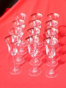 Vintage 12 Twelve Heavy Long Stemmed 4 oz. WINE or CHAMPAGNE GLASSES 8.5" Tall - Picture 1 of 12
