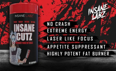 INSANE LABZ INSANE CUTZ 45 Capsules Focus Energy Intense Fat Loss Thermogenic - Image 1 of 2