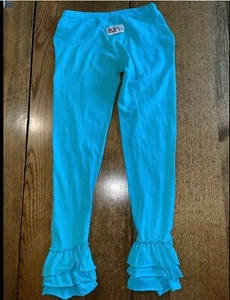 Kpea Triple Ruffle Leggings Icings Pants 10 Made In USA Aqua Turquoise Teal - Picture 1 of 5
