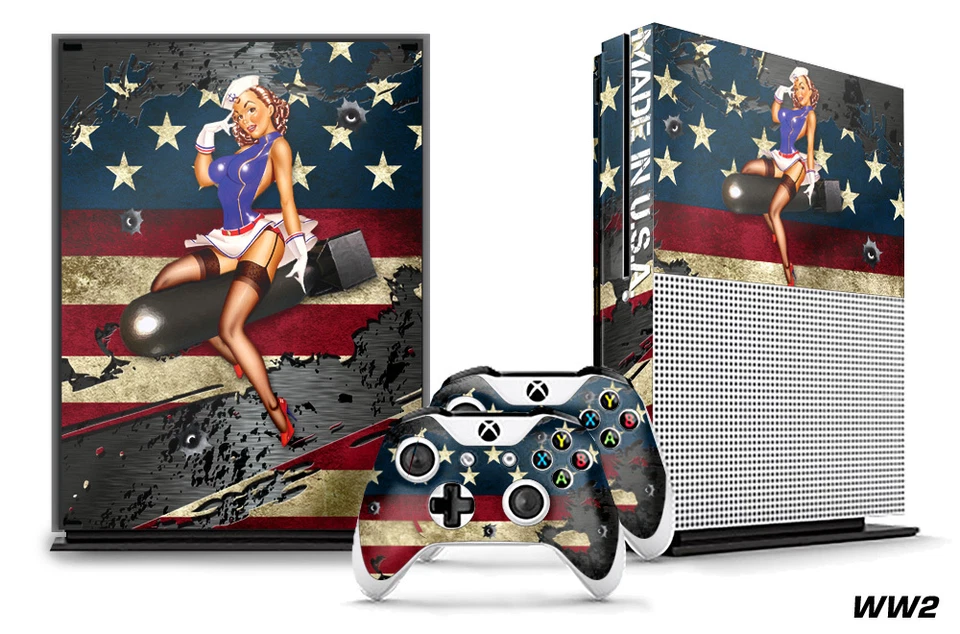 Designer Skin for XBOX ONE S 1S Gaming Console+2 Controller Sticker Decal WW2 - Image 1 of 1