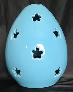Blossoms & Blooms Easter Egg Blue Tealight Candle Luminary - Picture 1 of 9