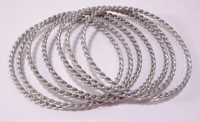 Juego de 7 brazaletes Nordstrom para mujer plata rodio dobladillo cinta nuevo en caja 89 Foto 1 de 4