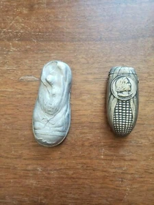 2 Match Safes Corn Cob w/ Medallion & Bust w/ Columbus & Shoe w/ SJ. Schwartz - Picture 1 of 8