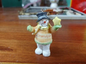 2.25" Cast Resin Cute "Grandpa" Snowman Christmas Tree Holiday Ornament Star - Picture 1 of 6