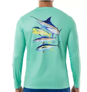 Camicia Guy Harvey Uomo XXL Off Shore Performance Protezione Solare Manica Lunga Nuova con etichette - Foto 1 di 7