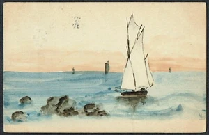 1904 EVII 1/2d Green Handpainted Sailing Boat Postcard LYNDHURST - Bournemouth - Picture 1 of 2