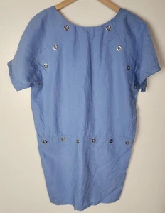 Max Mara Women's Sz. XL Linen Light Blue Short Sleeve Dress - Picture 1 of 6